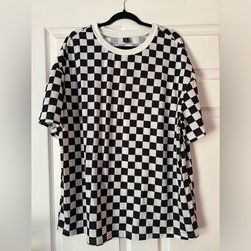 SHEIN Black and White Checkered Tee